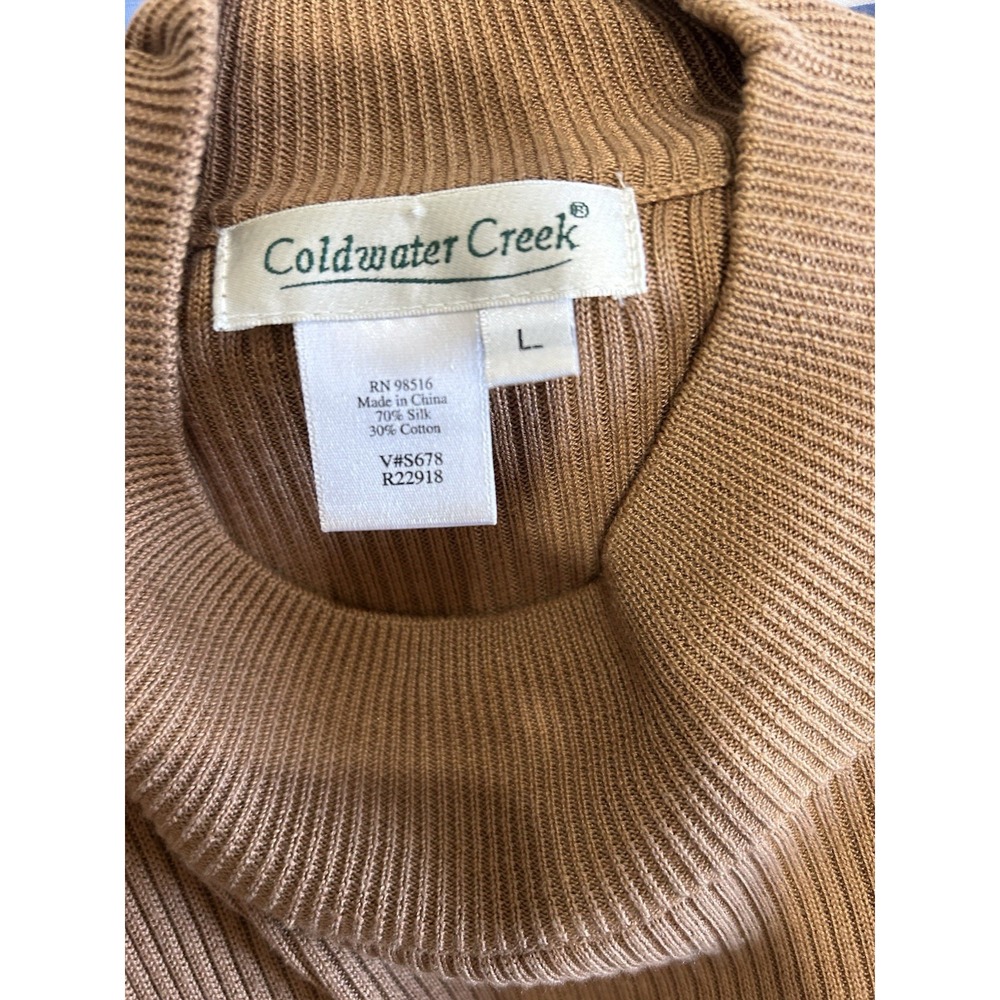 Coldwater Creek Women's Jacket 12 Brown Ribbon Weave Blazer And Mock Neck LS - Picture 12 of 12